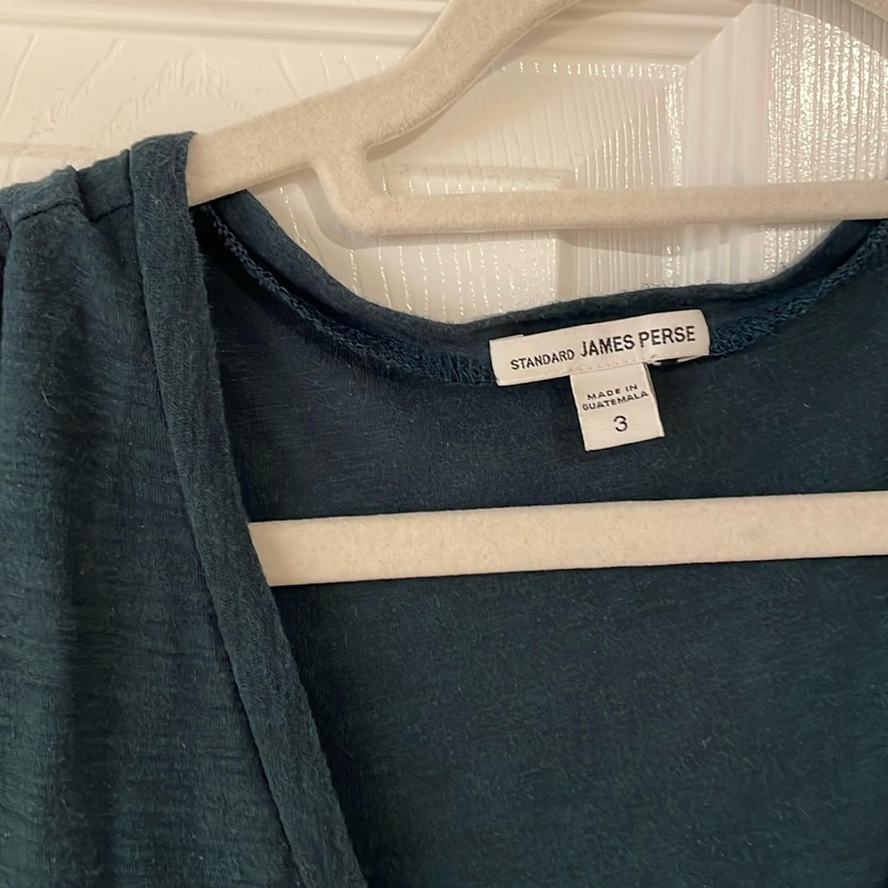 Dark teal James Perse size 3 scoop neck tee drapey slub, excellent condition
